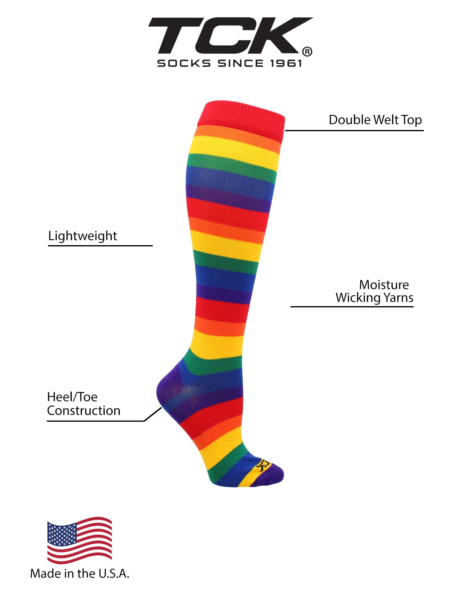 Rainbow Knee High Socks - Made in USA