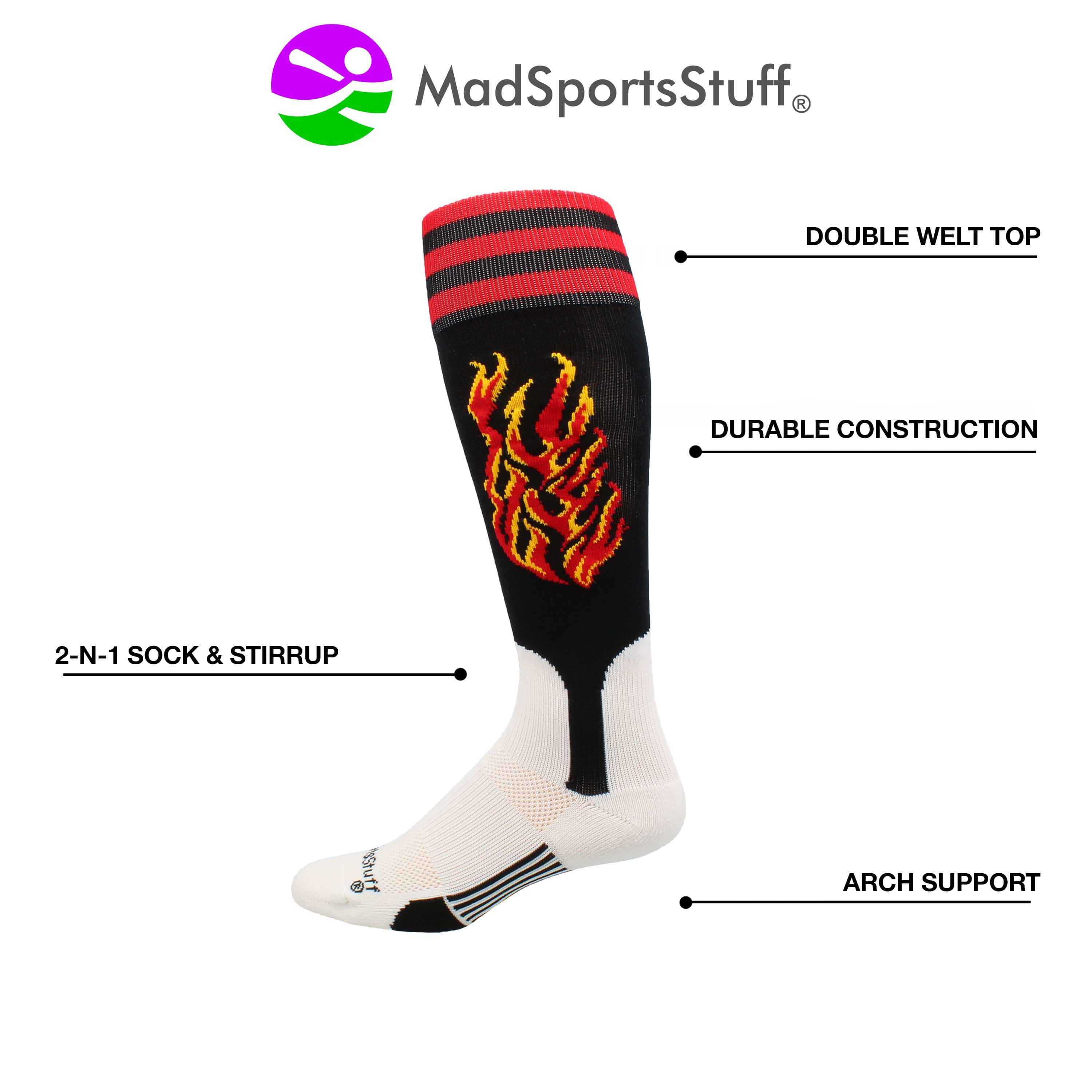 Stirrup Socks Baseball Softball Flaming Stirrup Socks – MadSportsStuff