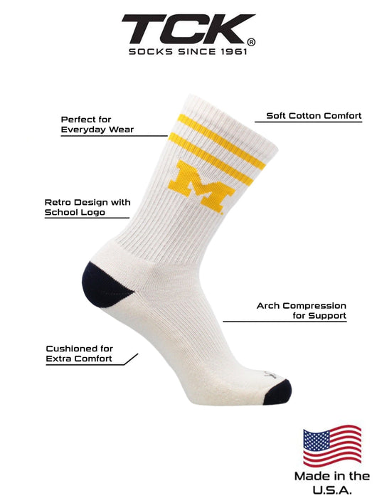 Vintage Michigan Wolverines Socks NCAA Socks For Men and Womens Soft Cotton Sock