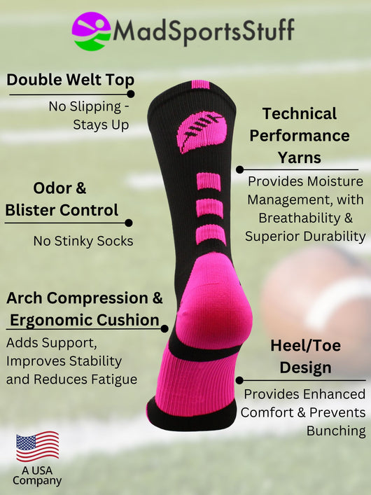 Football Logo Athletic Crew Socks (multiple colors)