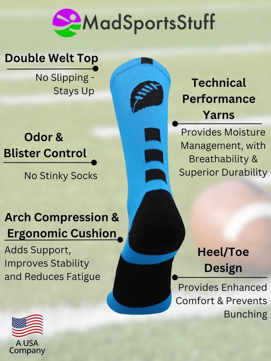 Football Logo Athletic Crew Socks (multiple colors)