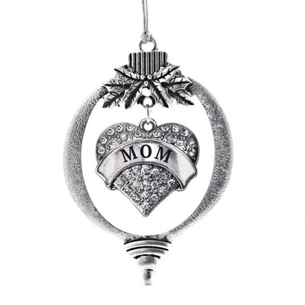 Mom Christmas Ornament with Crystal Heart Charm