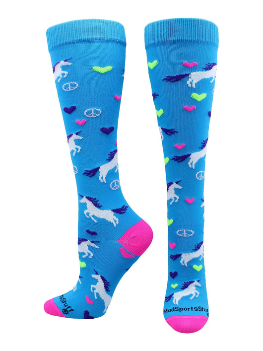 Soccer Socks Over the Calf Socks Peace Love Unicorn Socks – MadSportsStuff