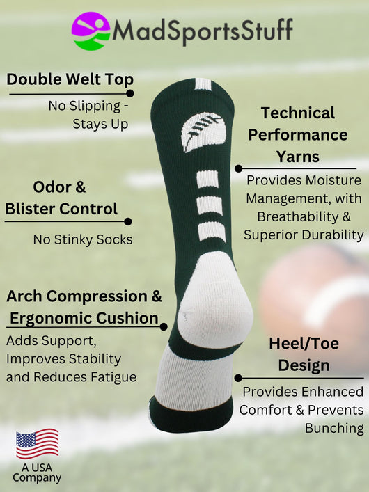 Football Logo Athletic Crew Socks (multiple colors)