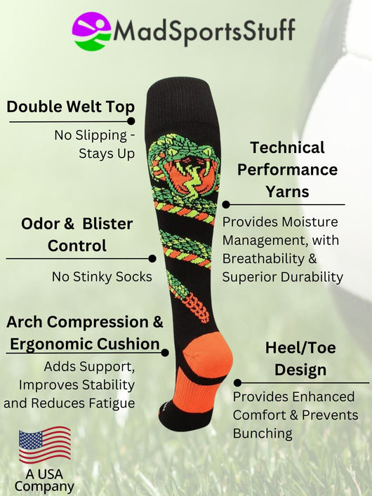 Crazy Snake Over the Calf Athletic Socks