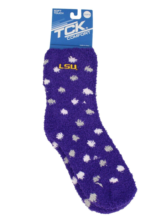 NCAA College Fuzzy Socks For Women & Men, Warm and Cozy Socks Womens Licensed Sock (LSU Tigers, Medium)