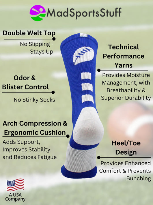 Football Logo Athletic Crew Socks (multiple colors)