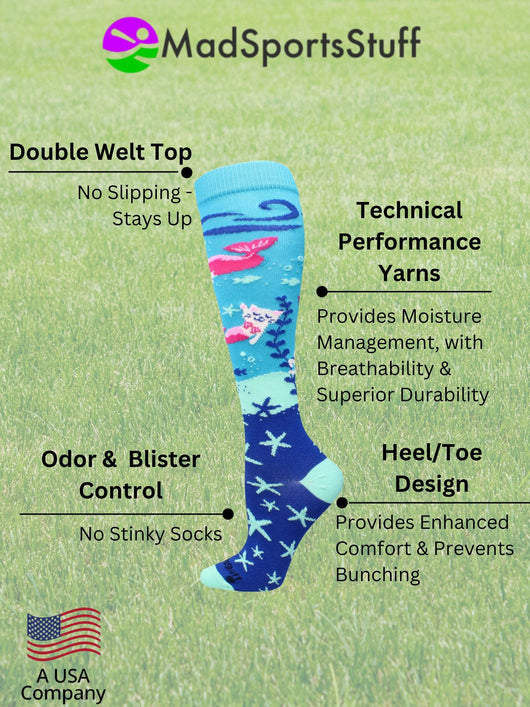 Half Cat Half Mermaid -  Purrmaid Athletic Over the Calf Socks