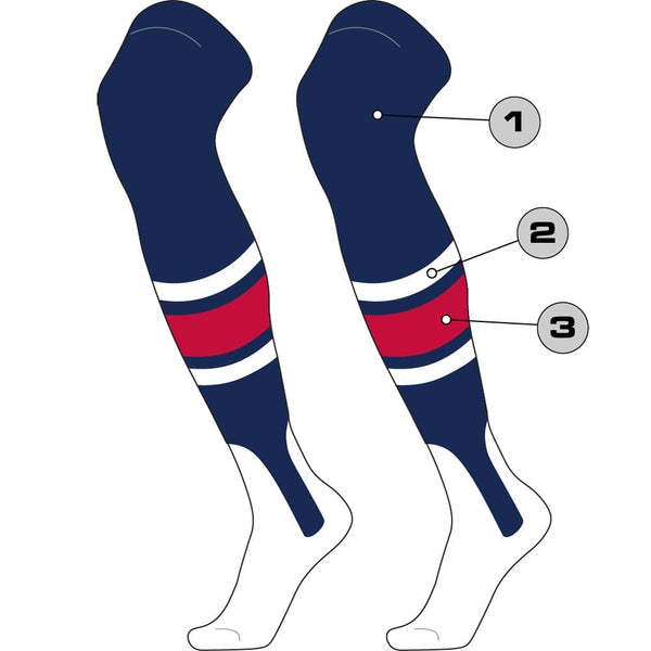 Custom Dugout Baseball Stirrup Socks Pattern E (Stirrup/Thick Stripe/Thin Stripe/Sock, Large)