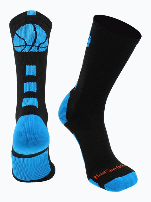 Basketball Socks with Basketball Logo Athletic Crew Socks - made in the USA