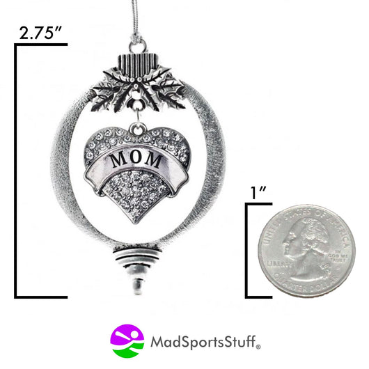 Mom Christmas Ornament with Crystal Heart Charm