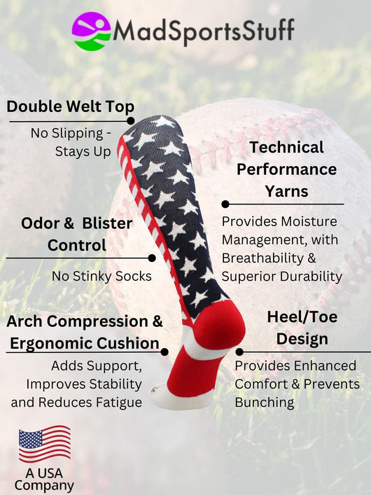 USA American Flag Stars and Stripes Over the Calf Socks