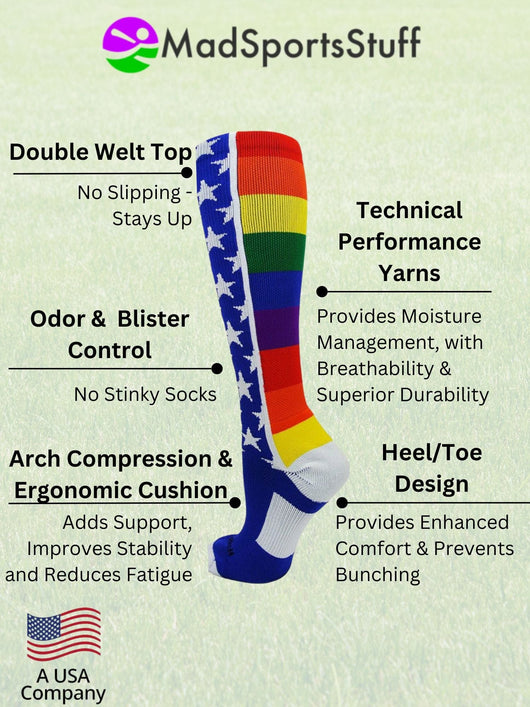 Rainbow Pride Over the Calf Socks