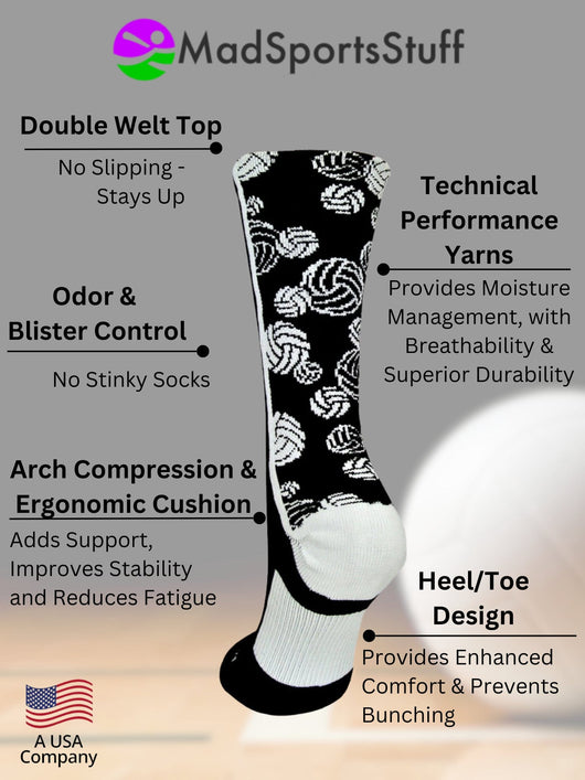 Crazy Volleyball Logo Crew Socks (multiple colors)