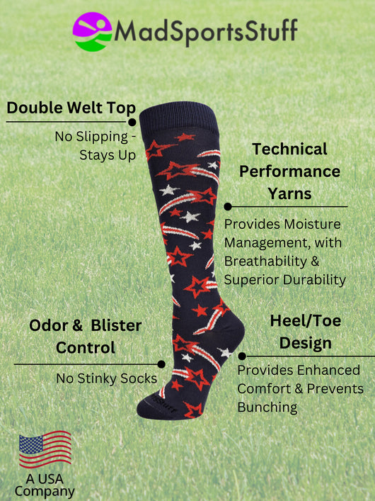 Shooting Star Over the Calf Athletic Socks (multiple colors)