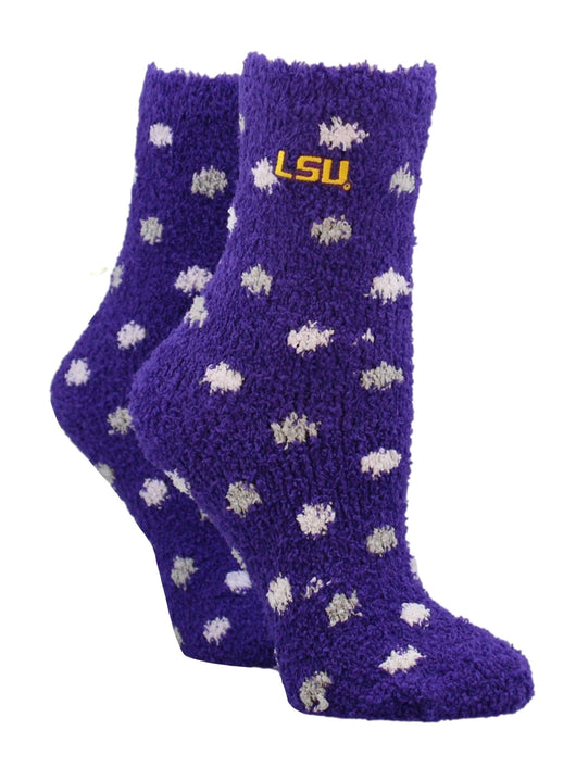 NCAA College Fuzzy Socks For Women & Men, Warm and Cozy Socks Womens Licensed Sock (LSU Tigers, Medium)