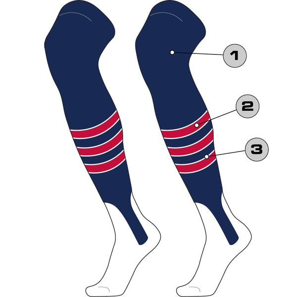 Custom Dugout Baseball Stirrup Socks Pattern D (Stirrup/Stripes/Accent/Sock, Large)