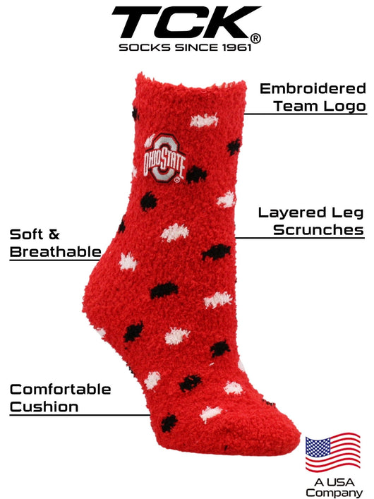 NCAA College Fuzzy Socks For Women & Men, Warm and Cozy Socks Womens Licensed Sock (Ohio State Buckeyes, Medium)