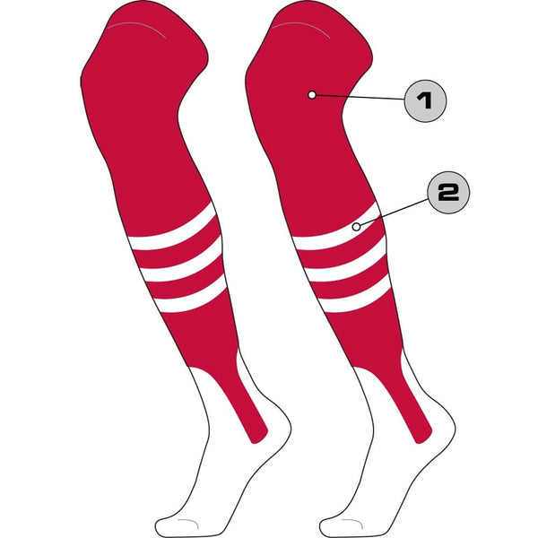 Custom Dugout Baseball Stirrup Socks Pattern B (Stirrup/Stripes/Sock, Large)