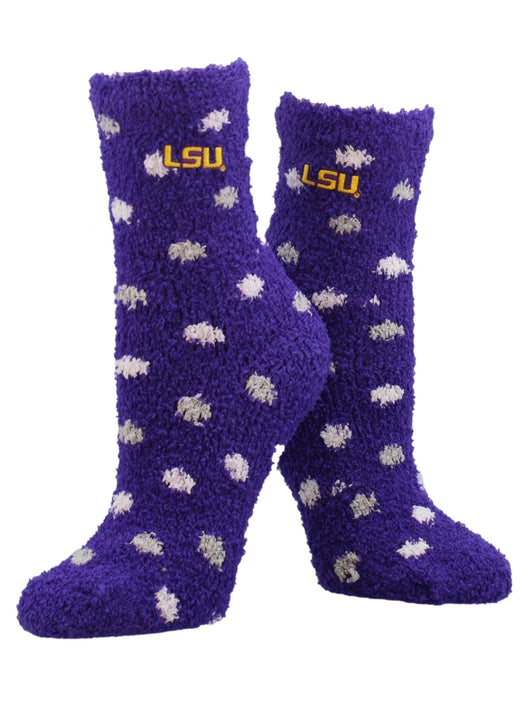 NCAA College Fuzzy Socks For Women & Men, Warm and Cozy Socks Womens Licensed Sock (LSU Tigers, Medium)