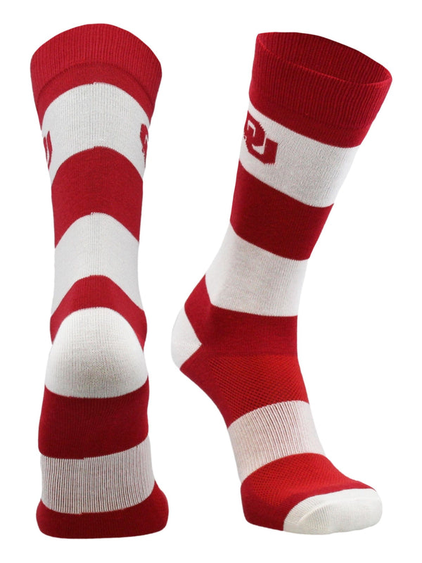 Oklahoma Sooners Game Day Striped Socks (Crimson/White, Large)