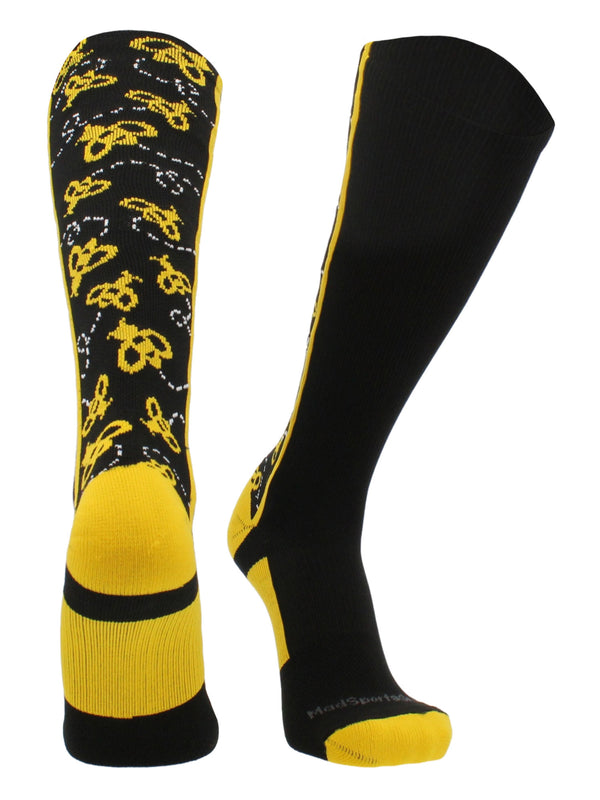 Crazy Socks with Bumble Bees Over the Calf