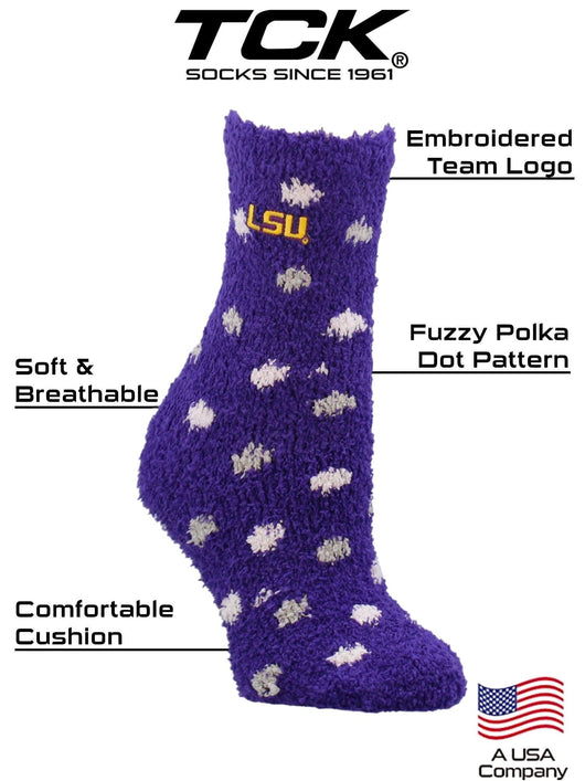 NCAA College Fuzzy Socks For Women & Men, Warm and Cozy Socks Womens Licensed Sock (LSU Tigers, Medium)