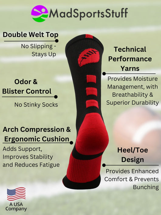 Football Logo Athletic Crew Socks (multiple colors)