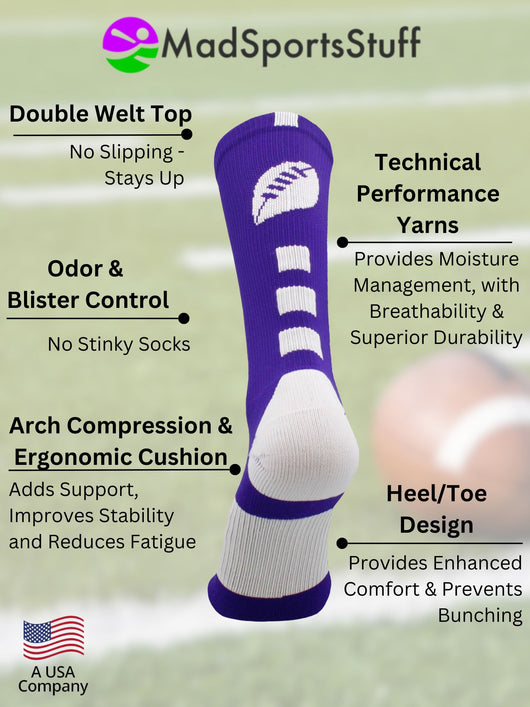 Football Logo Athletic Crew Socks (multiple colors)