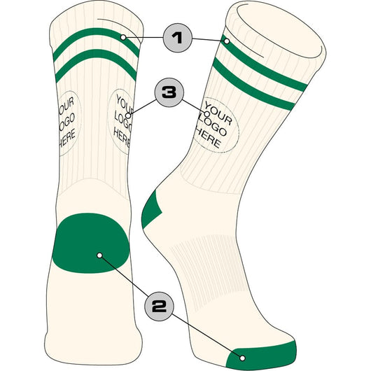 Custom Vintage Crew Socks Double Stripe