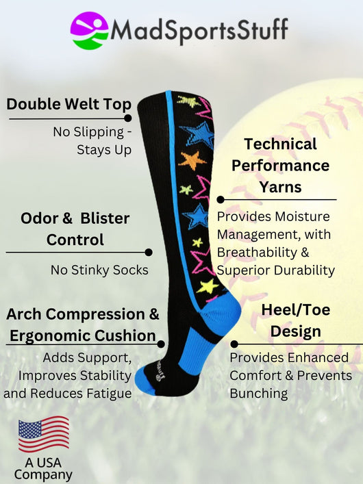 Crazy Socks with Stars Over the Calf Socks (multiple colors)