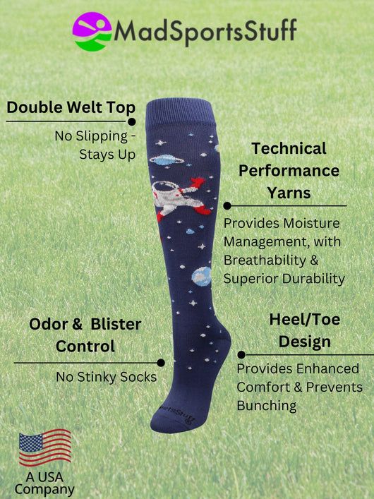 Astronaut in Space Socks Athletic Over the Calf Length