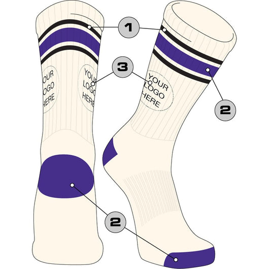 Custom Vintage Crew Socks Triple Stripe