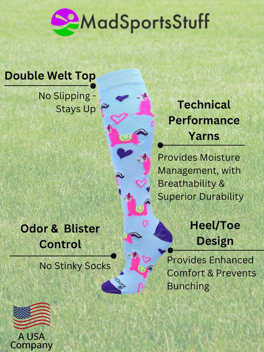 Half Llama Half Unicorn Llamacorn Athletic Socks Over The Calf