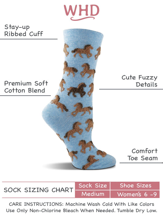 WHD Fuzzy Horse Socks for Women | Gift for Horse Lovers