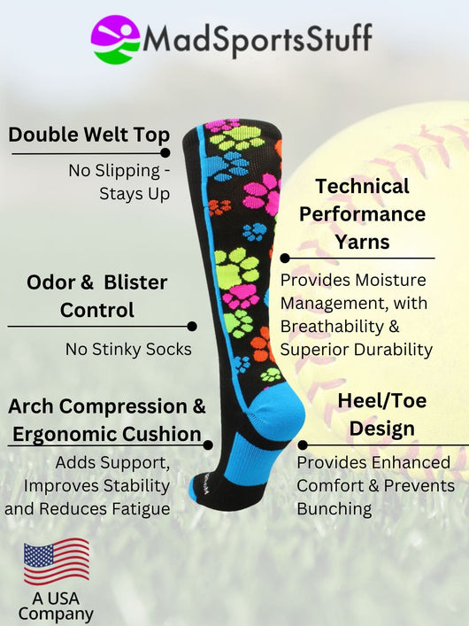 Crazy Socks with Paws Over the Calf (multiple colors)