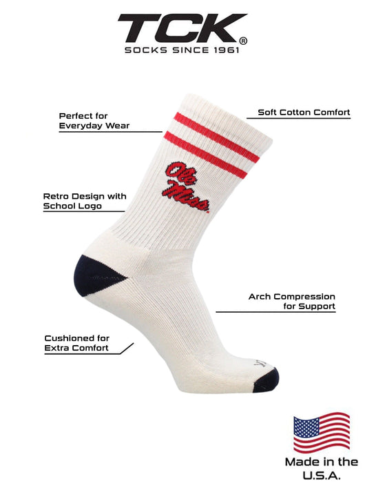 Vintage Ole Miss Rebels Socks NCAA Socks For Men and Womens Soft Cotton Sock