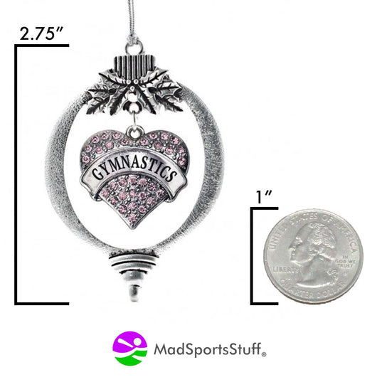 Gymnast Christmas Ornament with Crystal Gymnastics Heart charm