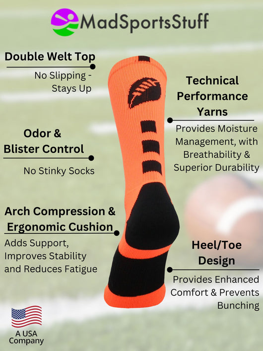 Football Logo Athletic Crew Socks (multiple colors)